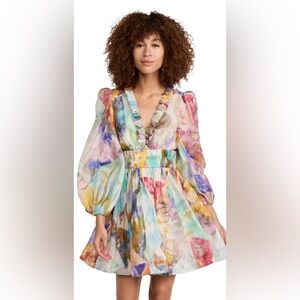 Zimmermann Colorful Abstract Long Sleeve Dress